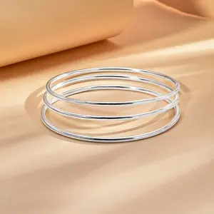 925 Sterling Silver Seven-Day Bangle Set for Women, Minimalist Matte Finish Seven-Ring Weekly Bracelet, Scratch-Resistant & Non-Tarnish Jewelry, Perfect Anniversary & Birthday Gift for Her