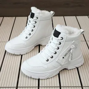 Women's Comfortable Snow Boots Winter Warm High Top Sneakers Fleece Lined Platform Ankle Boots Lace Up Booties Classic