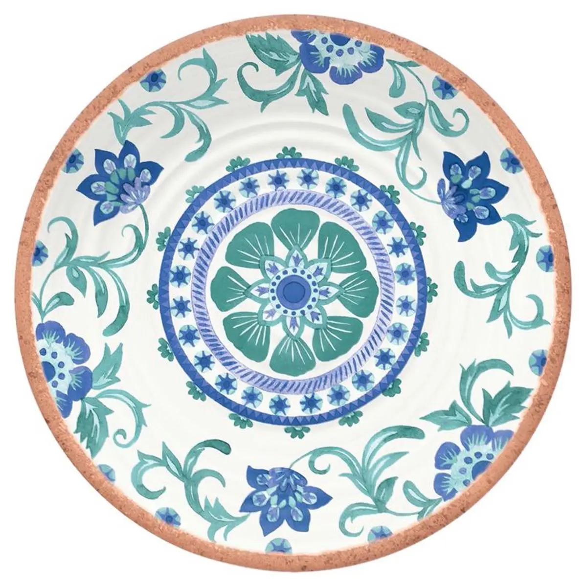 Tarhong 6060395 Artisan Style Multicolored Melamine Salad Plate, Dishwasher Safe, Durable Kitchen Tableware