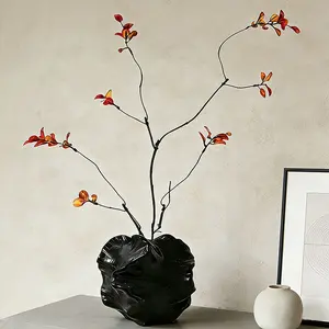 Modern Irregular Folded Ceramic Flower Vase, Minimalist Abstract Wave Floral Design, Unique Handmade Home Decor Decoration, Perfect Gift for Holidays