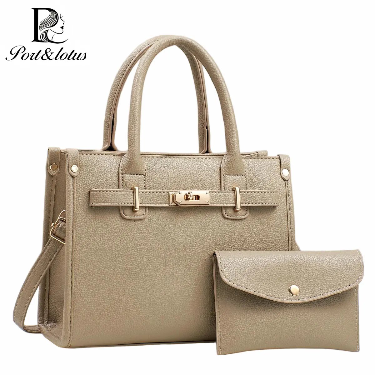 ‌Elegant Large Capacity Tote Handbag Set Durable Leather Crossbody Bag for Women with Detachable Pouch and Stylish Hardware with Built-in Wallet