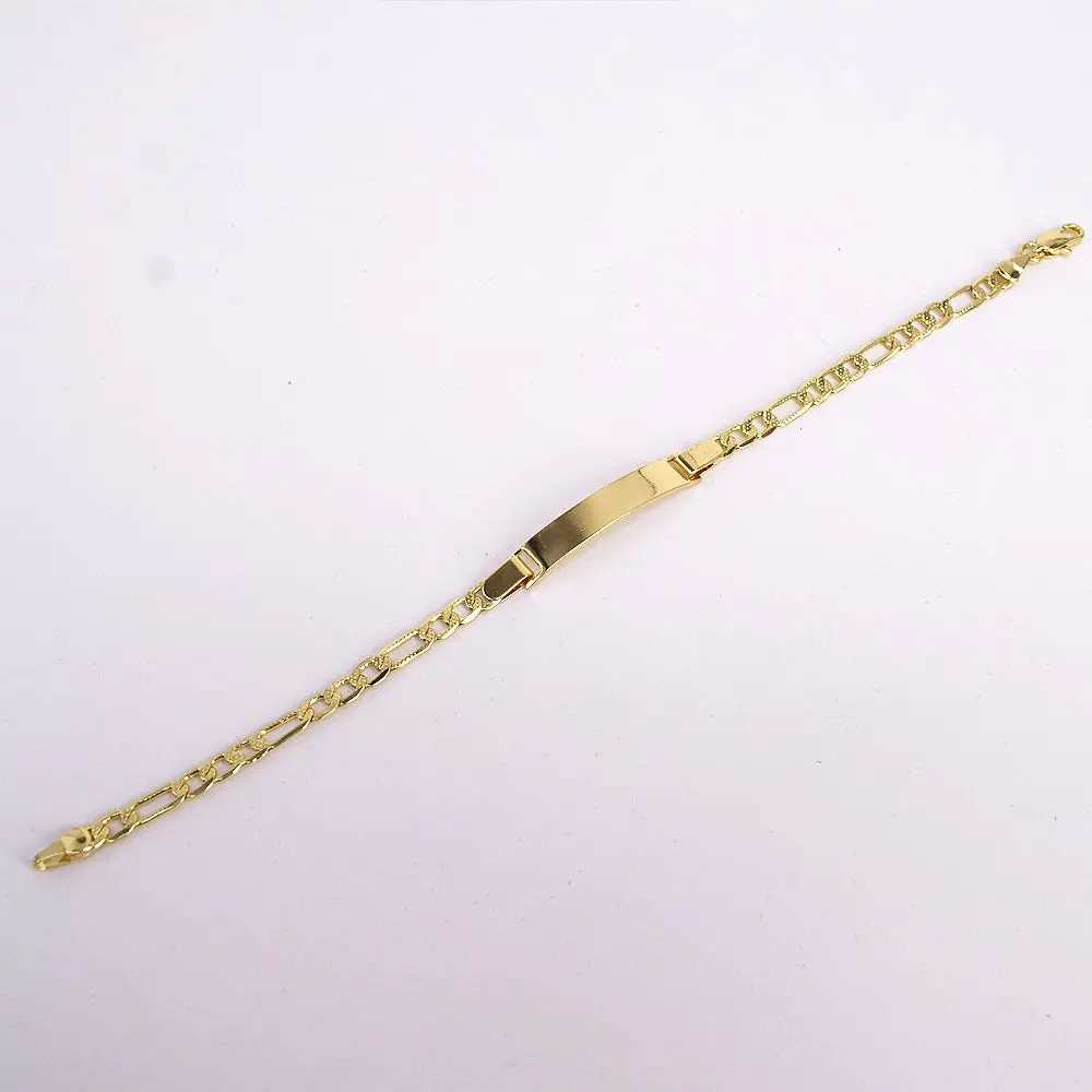 Gold-Filled Figaro ID Bracelet with Gold Finish, Classic Unisex Jewelry, Durable Daily Wear Fashion Accessory, 7.5 in, Gold Finish Bracelets & Bangles