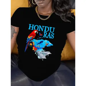 Honduras Parrot Print Women'S Short Sleeve Round Neck T-Shirt