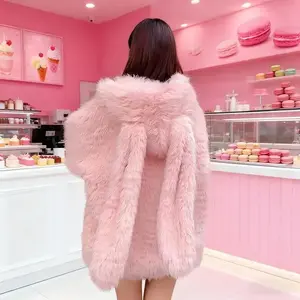 2025 New Cute Rabbit Ears Hooded Sweater - Women's Autumn Winter Faux Shearling Loose Thickened Sweet Outerwear(Sheets)