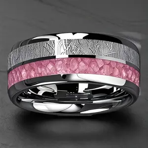 An elegant 304L stainless steel ring, adorned with simulated pink roses and shooting stars—a romantic design, an ideal gift for women, perfect for weddings, Mother's Day, Father's Day, Valentine's Day, and casual occasions. Durable.
