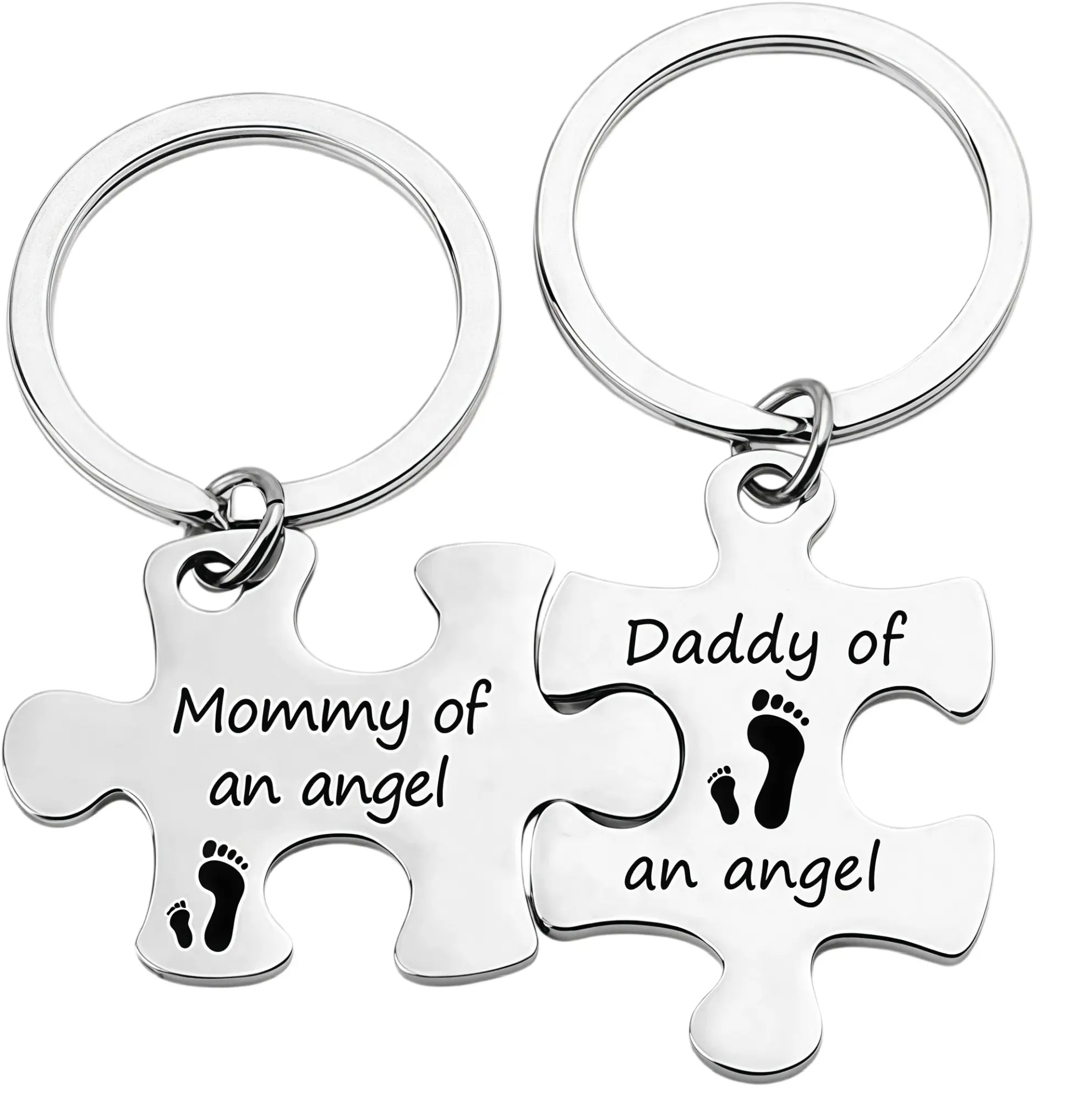 Miscarriage Memorial Keychain – Mommy & Daddy of an Angel Puzzle Keyring, Infant Loss Keepsake Baby Memorial Jewelry Sympathy Gift