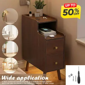 A Mini Vintage Nightstand, Bedside Cabinet, Small Sofa Side Table for The Bedroom, Ultra-Narrow Bedside Storage Cabinet, Gap Narrow Cabinet, Slim Side Table - a Space-Saving Ultra-Narrow Side Table with Multifunctional Shelving And a Wood-Like End NEW