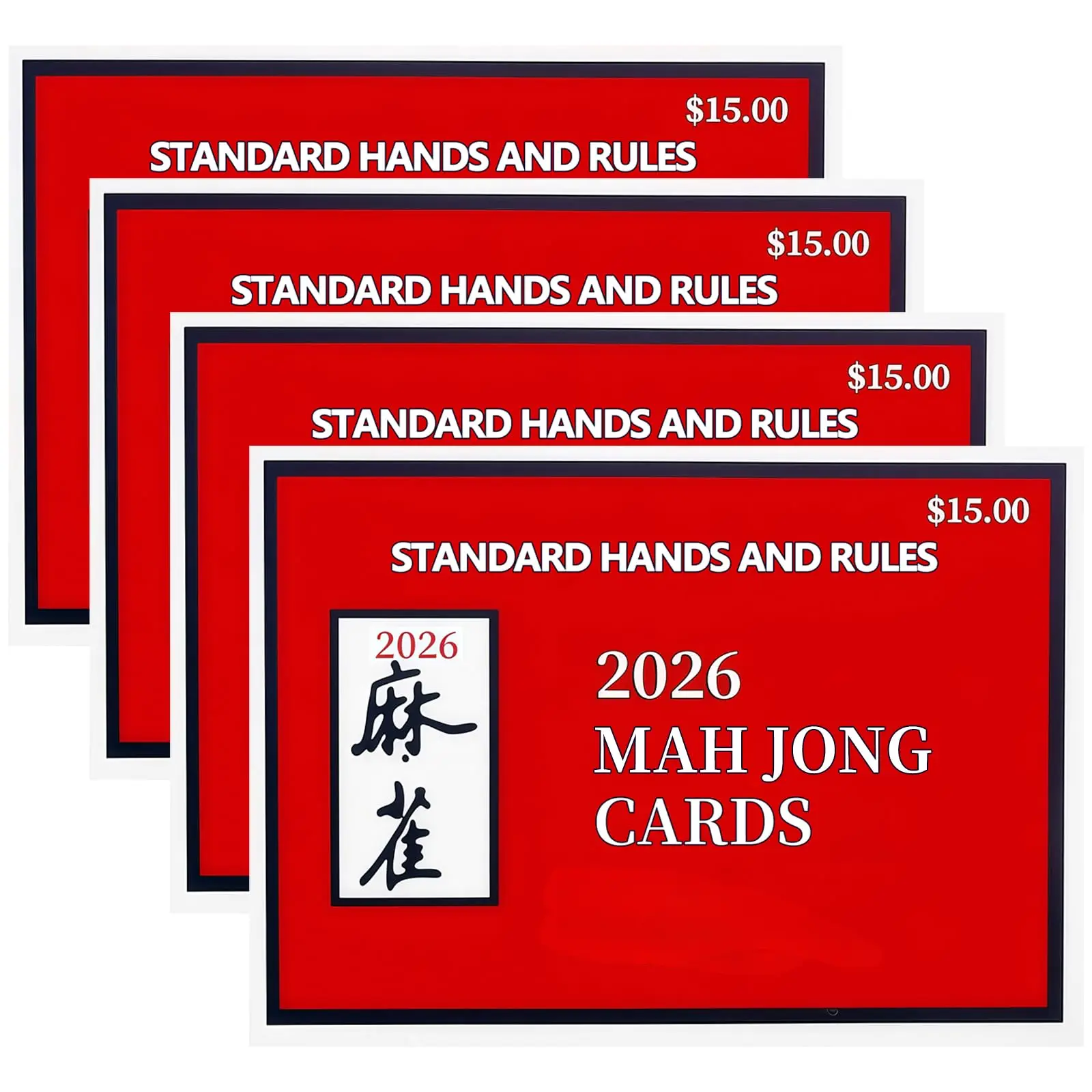 2026 NMJL Mah Jong Official Revision Cards, Large Print Mahjong Rule Card Set of 4, 2026 Edition Hands and Rules Guide for American Mahjong Game
