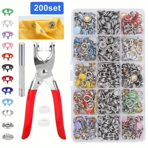 Pack of 804 Snap Fasteners Tool Kit,Hollow and Solid Metal Prong Snaps Buttons with Setting Tool for Clothing Crafting Sewing,Leather Snaps Buttons for Jeans Wears Bags(200 Sets,9,5mm),DIY Hand Tools Kits,Springtok