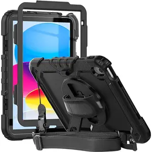 Case Compatible with iPad (A16) 11th 2025/10th Generation 2022 with Screen Protector Pen Holder | Heavy Duty Shockproof Rugged Protective Case W/Handle  Strap