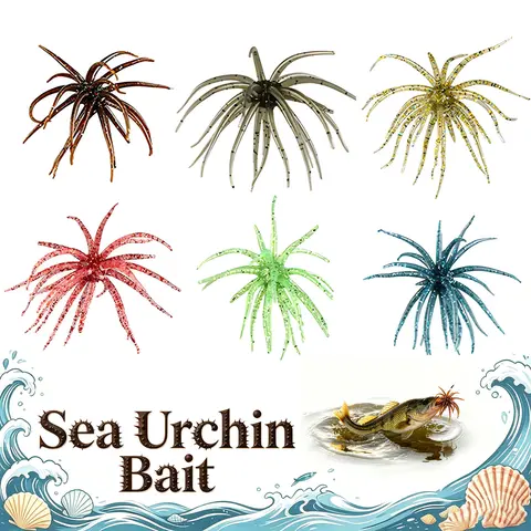 Realistic Design Sea Urchin Bait Soft Plastic Dice Fishing Lures Kit (2/4/6 Pieces) - 0.07oz, 2.36in Short Length, Easy to Use, Versatile, Targets Multiple Fish, 1 Set for Many Species, Angling Supplies, Fishing Stuff