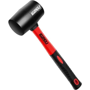16oz Rubber Mallet Hammer, Fiberglass Handle, Rubber Mallet for Flooring, Tent Stakes, Woodworking, Camping, Soft Blow Tasks without Damage