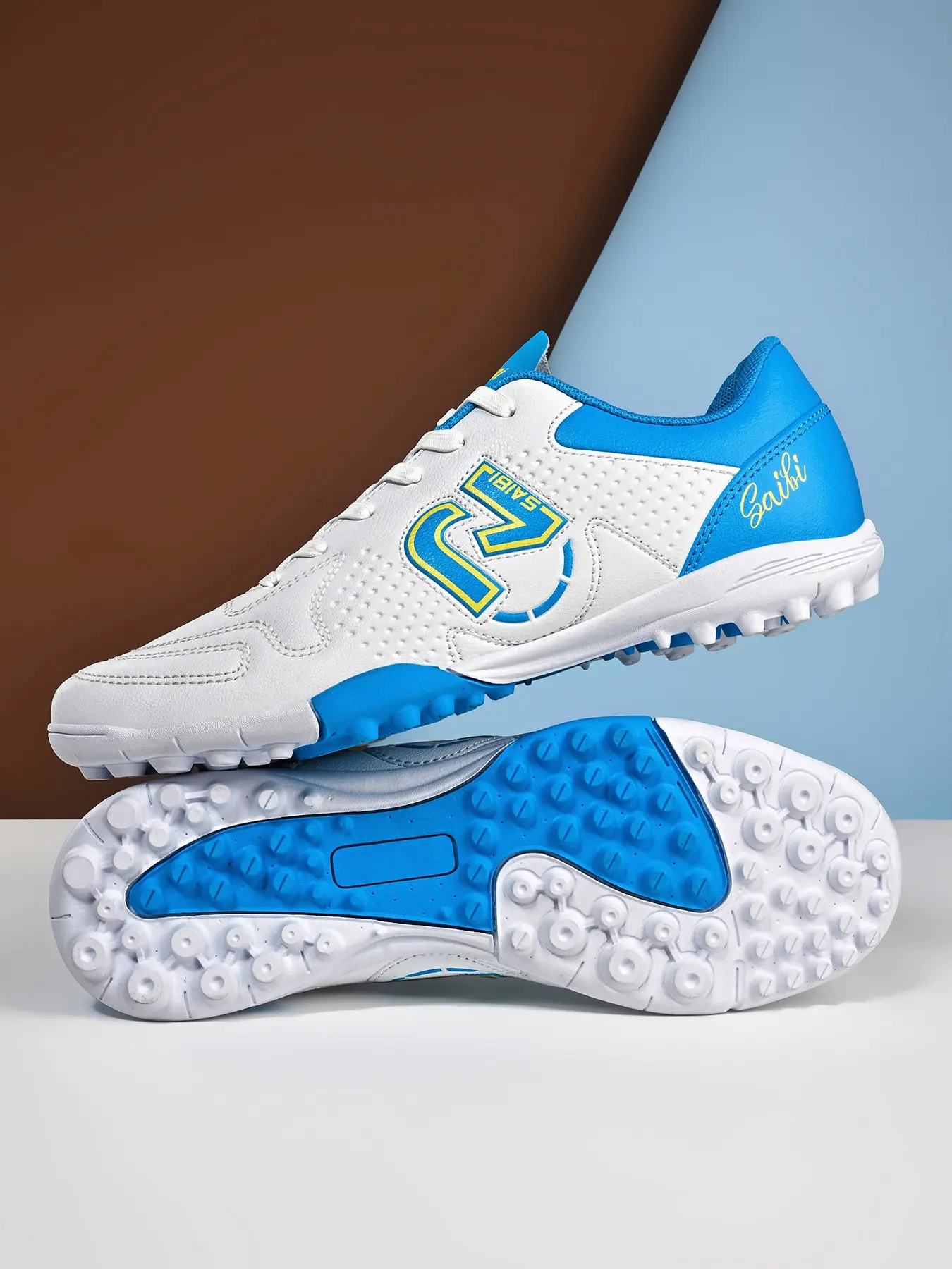 Men's Football Shoes TF Studs, Tf Soccer Shoes, Sports Football Shoes, Outdoor Sport Sneakers, Football Boots, Durable Anti-Slip, Strong Grip, Ankle Protection, Rubber Sole, All Season Use