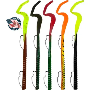 Lures Fishing Lures Bass Set, 10" Pre-Rigged Weedless Swim Bait, Twister Tail Bass Fishing Lures, Extra Durable Soft Plastic Baits  Freshwater - 5 pcs Bass Baits and Lures Pack, Made in USA