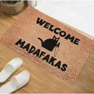 Cat & Letter Pattern Welcome Door Mat, Non-slip Floor Mat, Decorative Carpet for Home Living Room Bedroom Kitchen, Home Decor, Decorative Rug Mat