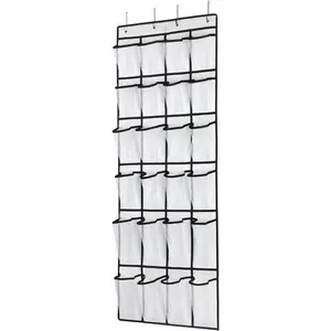 Over The Door Shoe Organizer, Hanging Shoe Organizer with 24 Mesh Large Pockets Door Shoe Rack Organizer for Men Women Kids Hanging Shoe Storage Bag