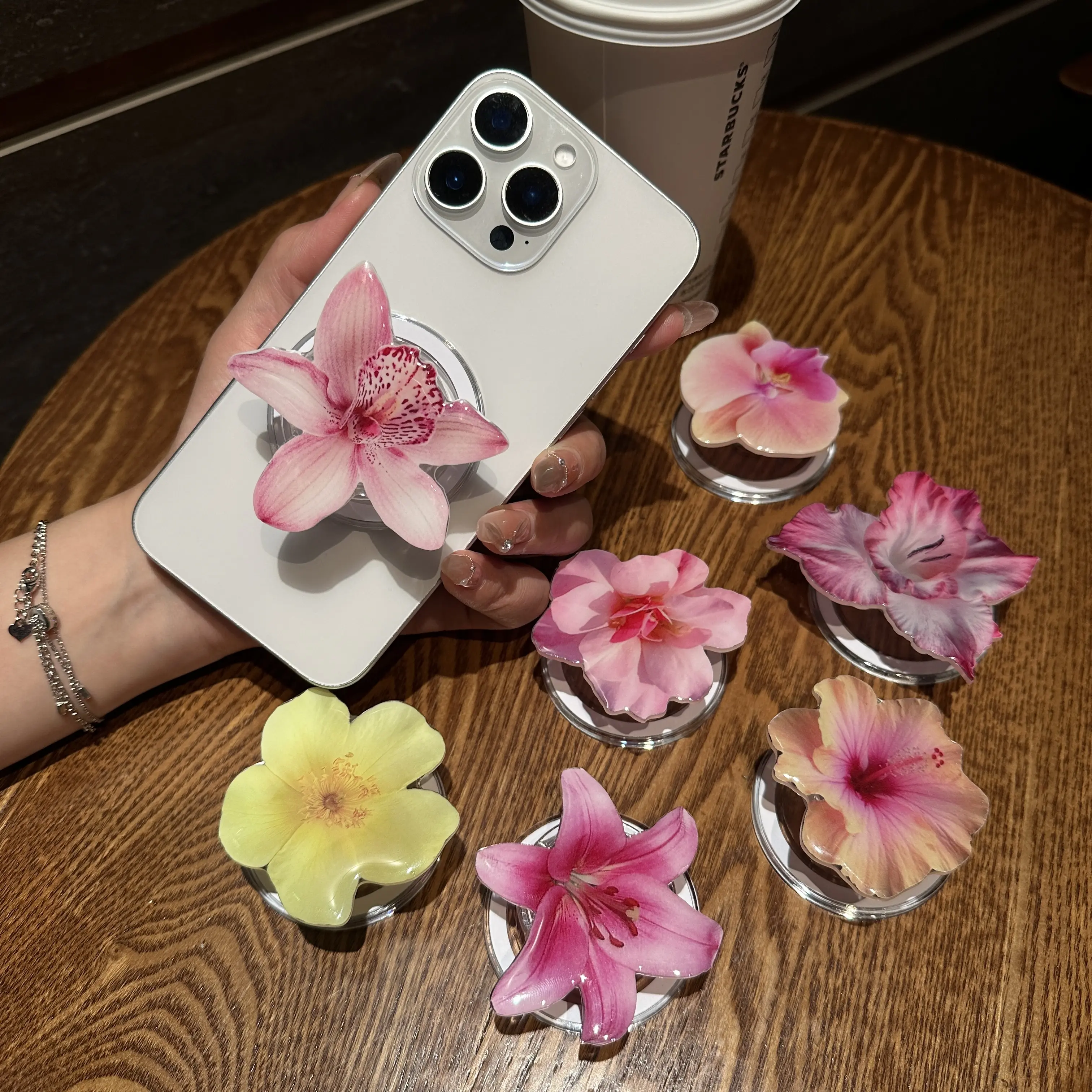 Orchid Acrylic Drop Glue  Phone Stand Desktop Folding Portable Huilan Phone Stand HN122