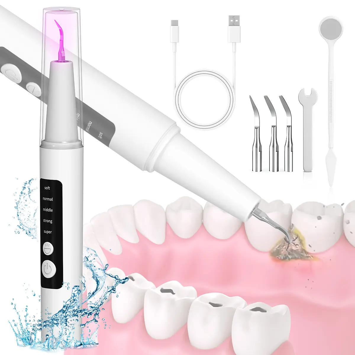 【Free Shipping】Ultrasonic Tartar Remover Oral Care Kit, Electric Toothbrush with USB Cable & Soft to Super Modes, Pet & Human Oral Care Tool for Tartar and Stain Removal