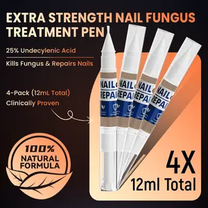 VecNythra  4-PACK Nail Fungus Pen - Toenail Fungus Treatment Extra Strength 25% Undecylenic Acid, Fast-Acting 7 Days Toe Nail Fungus Treatments, Tea Tree Oil, Acetic Acid Fungal Nail Repair Pens for Damaged Nail