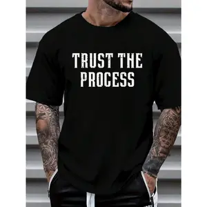 100% Cotton Gym Trust The Process Workout Motivational Men Women T-Shirt Women's Men's Graphic Tee Causal Tops Fashion