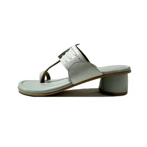 Women's Genuine Leather Sandal, Handcrafted Kolhapuri, Block Heel Sandal Round Toe Footwear Summer Insole Comfort Soft Classics Shoe