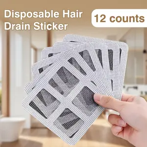 12 Counts Shower Drain Hair Catcher,Shower Drain Screen Disposable, Adhesive Floor Drain Cover to Trap Hair, Hair Filter for Bath, Sink and more