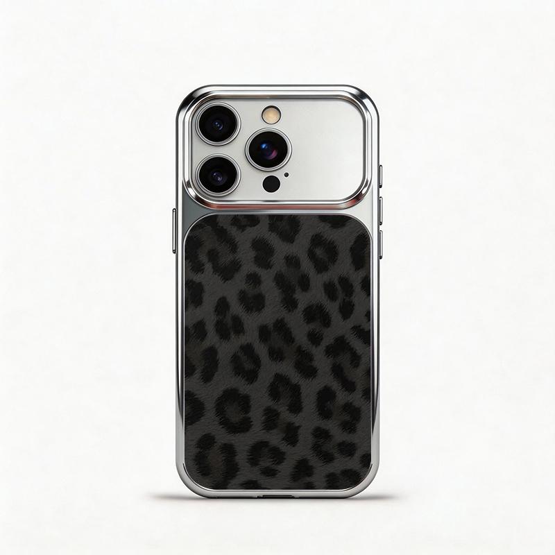 Glass Shockproof Electroplated Silver/Black Leopard Print iPhone 17ProMax Cover Precise Hole Alignment For Lens Frame 15ProMax Anti-yellow | 14ProMax Anti-fall | 13ProMax Ultra-thin Design 16ProMax AirPhoneCase