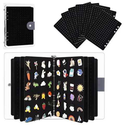 8-Page Clear Felt Pin Display Book, Portable Lightweight Pin Collection Storage Book, Pin Collector for Travel, Home, Office or Dormitory