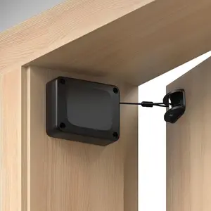 Retractable Automatic Door Closer - Fits Sliding Glass, Screen, Single & Double Doors -  3.3 lb Spring Tension, Punch-Free Easy Install for Entry, Bathroom, Bedroom, Study (1 Pack)