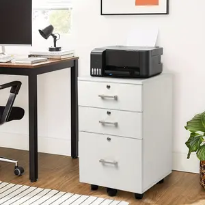 Newly designed furniture White Wood Grain Density Board Three Drawers Wooden Filing Cabinet