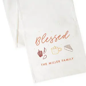 Personalized Family Last Name Blessed Canvas Table Runner