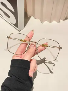 Pearl Women's Simple Transparent Glasses, Large Frame Design, Lightweight Style, Fashion Daily Wear Eyewear Accessories