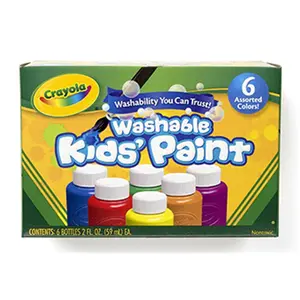 212 MAIN Crayola (Formerly Binney & Smith) BIN541204 Washable Kids Paint 6-Jar Set, Art Materials for School & Educational Supplies, 6-Jars Set
