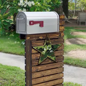 Designocracy MA98917-12 12 in. Military Star Wooden House Number Sign Decor, Classic Crafted Home Sign, Gift-Worthy Artwork