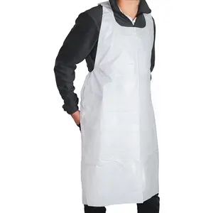 MT Products White Poly/Plastic Apron | 46" x 28" Disposable Heavy Weight Kitchen Apron