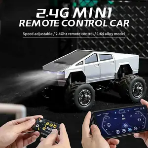 1:64 Scale Cyber Pickup Alloy Mini Remote Control Car, Off-Road Climbing Terrain, Powerful Horsepower, APP Remote Control, USB Charging