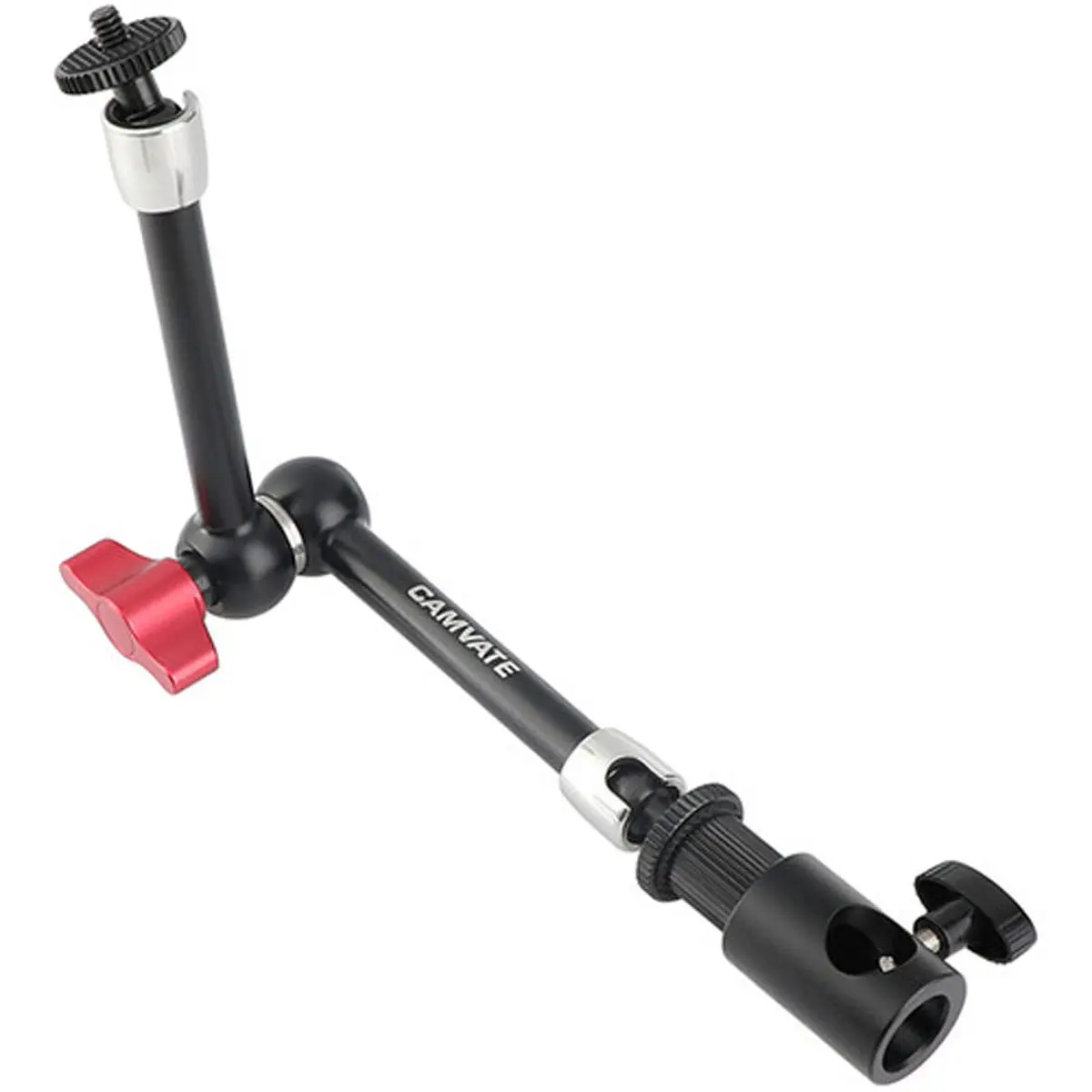 CAMVATE 11" Articulating Magic Arm with 1/4" Thread Screw Mount & Light Stand Head Adapter, Red Knob