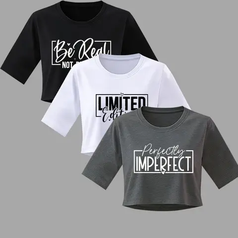 Women's Summer Casual Loose Fit Round Neck Plaid Letter Print T-Shirt, Cool Graphic Tee, Fashionable Short Top for Kids & Teens, Trendy Versatile Clothing, Cute Basic Tee, Crush Tee, Fashion Printed Shirt, Graphic Printed Tees, Fashion T Shirts