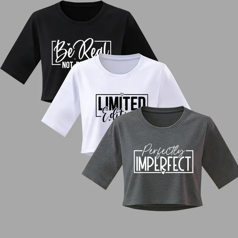 Women's Summer Casual Loose Fit Round Neck Plaid Letter Print T-Shirt, Cool Graphic Tee, Fashionable Short Top for Kids & Teens, Trendy Versatile Clothing, Cute Basic Tee, Crush Tee, Fashion Printed Shirt, Graphic Printed Tees, Fashion T Shirts