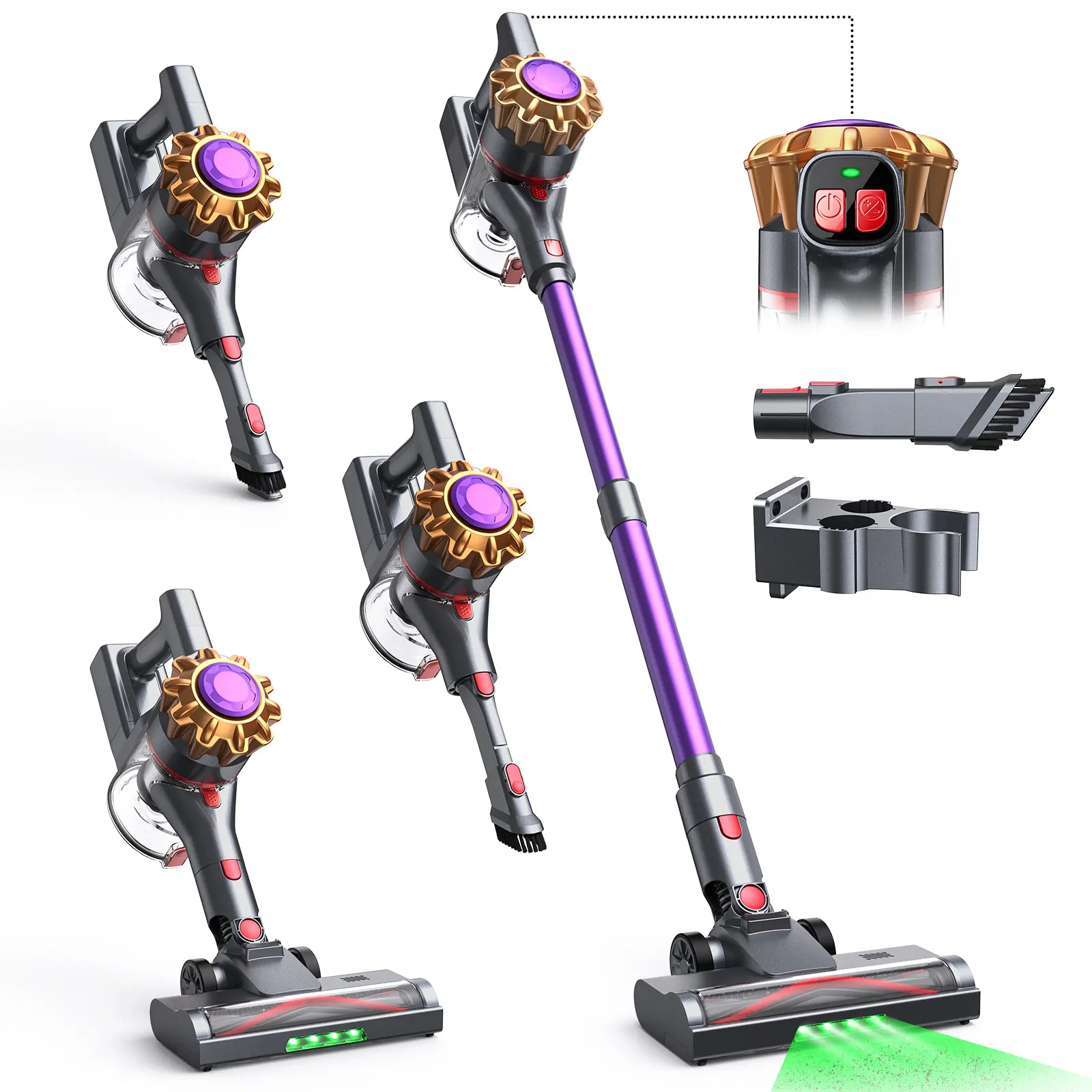 Cordless Vacuum Cleaner for Home, 11000Pa Powerful Suction, Lightweight Stick Vacuum with LED Brush, Self-Standing, 30-Min Runtime for Pet Hair, Carpet & Hardwood Floors