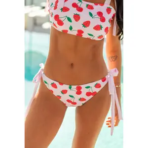 Fruit By The Pool Strawberry and Cherry Print Bikini Bottom FINAL SALE
