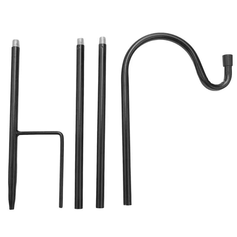 Retro Iron Metal Shepherd Hooks with H-Shape Base, Diameter 10mm Rustproof 80.5cm Garden Stakes, Outdoor Hangers for Bird Feeders, Solar Outdoor Lights, String Lights, Easy to Set Up and Store, Firm and Reliable, Soil Insertion (80.5X10X1cm)
