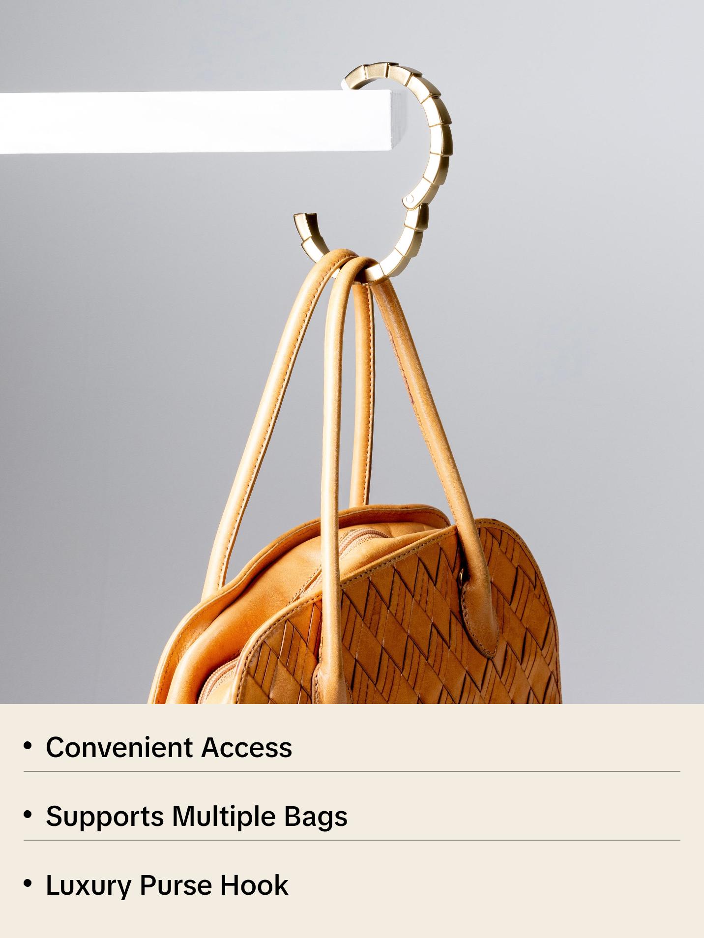 Divina Gold Attaché Purse Bag Hanger - Purse Hook for Table, Luxury Accessory to Any Handbag