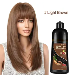 Light Brown 5-in-1 Hair Dye Shampoo for Gray Hair, Instant Hair Color Shampoo for Women & Men, 100% Gray Coverage, Ammonia-Free Herbal Formula, Long-Lasting Natural Color, Easy Home Use, 500ml