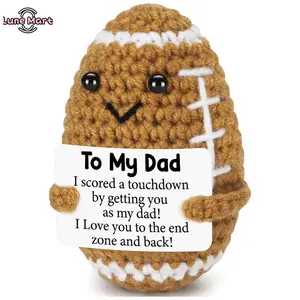 Handmade Crochet Football Doll Keychain - Funny Father's Day Present from Daughter/Son, Unique Birthday Surprise for Dad, I Love You Papa Small Accessory