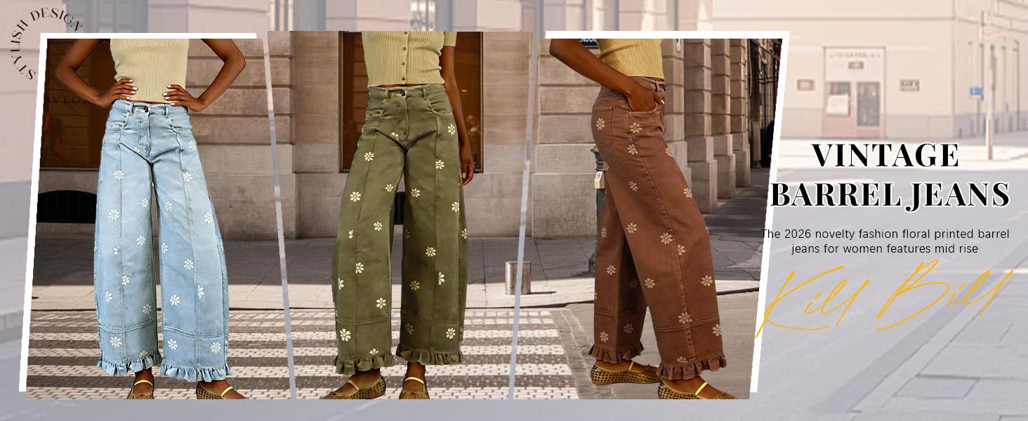 utcoco Barrel Jeans Women 2026 Y2k Patchwork Baggy Boyfriend Denim Pants utcoco Barrel Jeans Women 2026 Y2k Patchwork Baggy Boyfriend Denim Pants