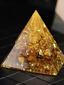 Handmade Resin Epoxy Stone Crystal Pyramid Ball Decorative Item, Home Desktop Ornament, Crystal Orgon Pyramid, Unique Gift Idea, Crystal Decorative Ornaments