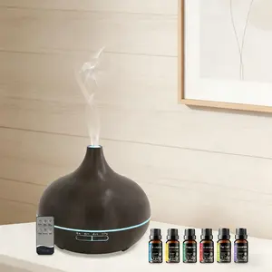 550ml Essential Oil Diffuser with Remote Control, 7 Color LED Light & 6 Oils - Ultrasonic Humidifier for Home Office