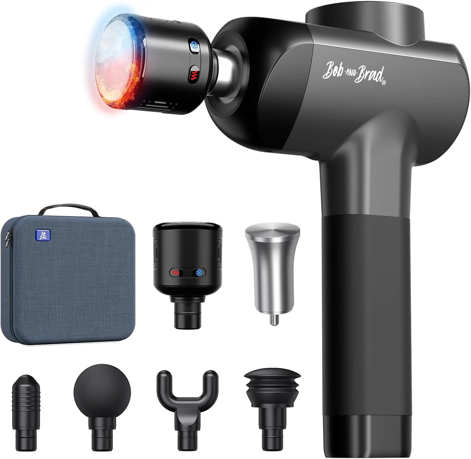 Bob and Brad X6 Pro Max Massage Gun with Heat-Cold and Metal Head Therapy, Deep Tissue Percussion Massager Gun FSA/HSA Eligible, for Athletes, Electric Muscle Massage Gun with 6 Replacements Head Devices Best Gifts For Men Women