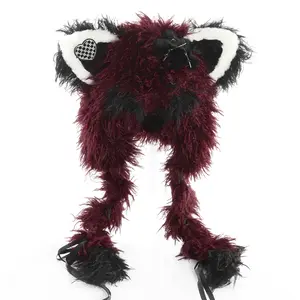 Plush Earflap Knit Hat – Soft & Warm Winter Beanie for Cosplay and Themed Outfits